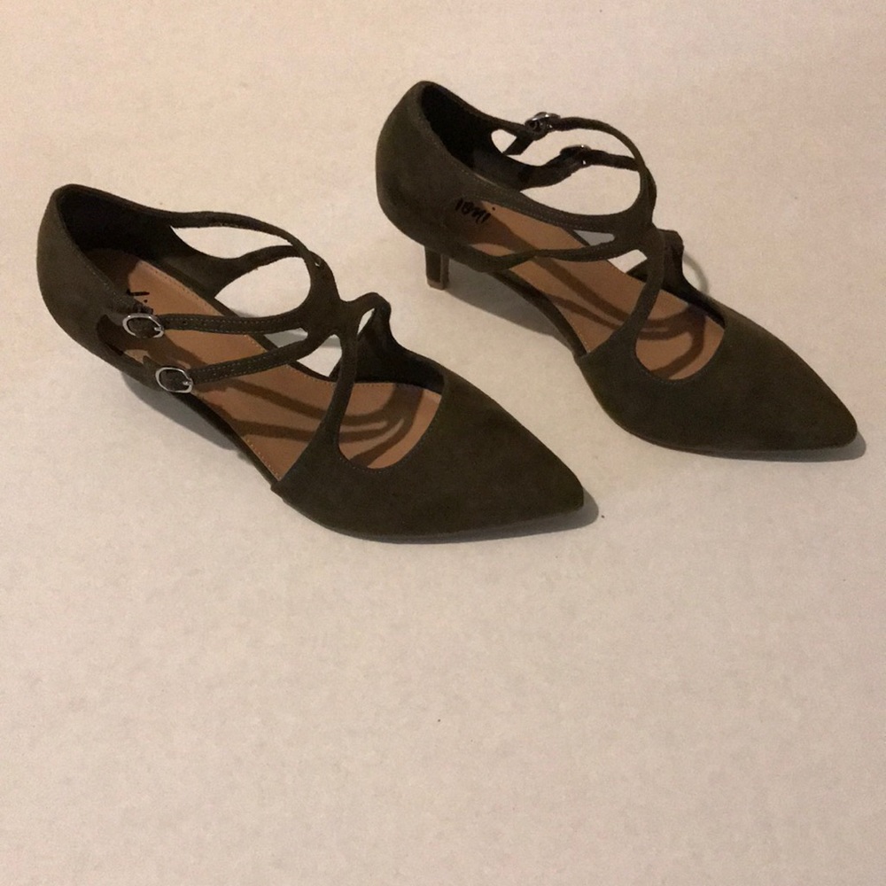 Olive green heels.